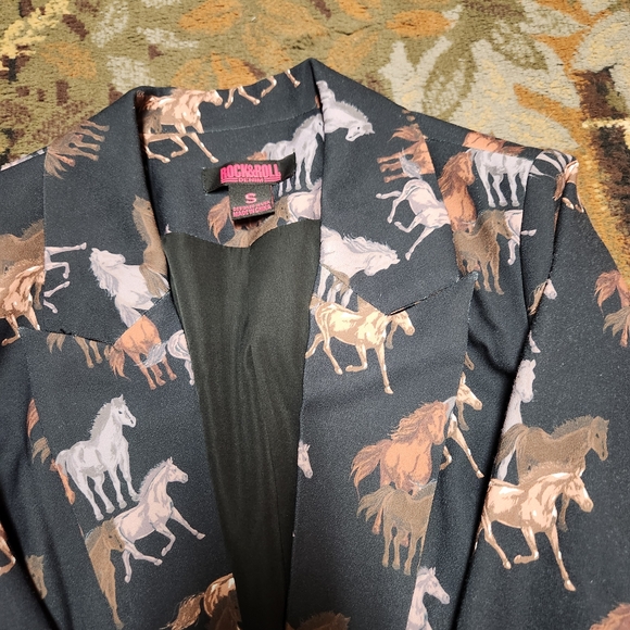 Rock & Roll Cowgirl Horse Print Blazer - Black and Brown - Picture 6 of 8
